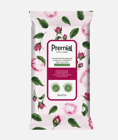 Влажные салфетки Premial la fleur роза 50/10