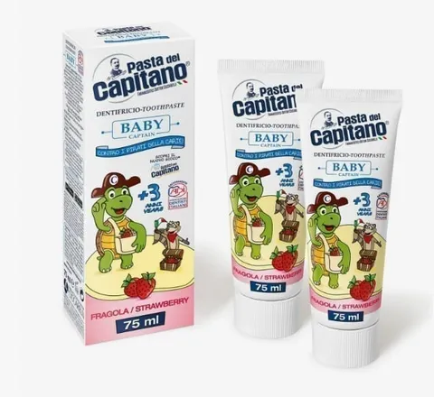 350F01  Детская зубная паста Pasta del Capitano Baby Strawberry +3 / Клубничная 75 мл