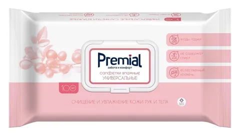 Влажные салфетки Premial Natural с экстрактом ягод годжи 100шт/6