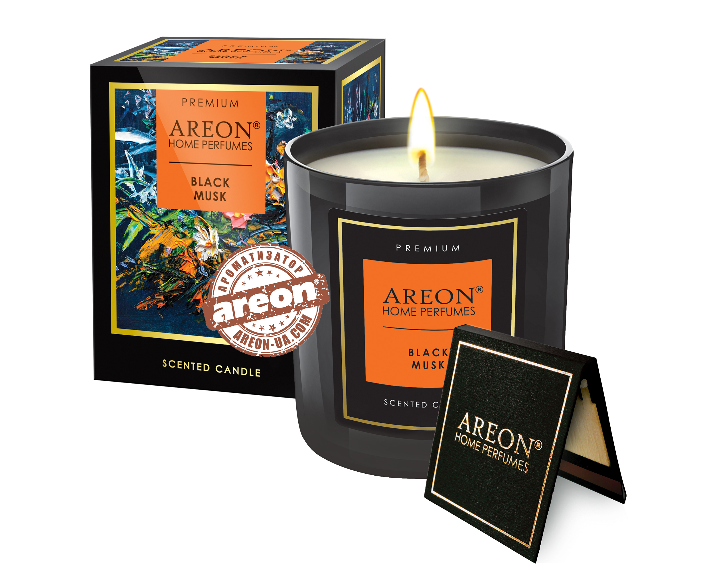 Ароматическая свеча Areon black musk 120гр/ НЗ