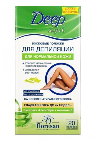 Восковые полоски для депиляции Флоресан deep depi unisex с алоэ 20шт/