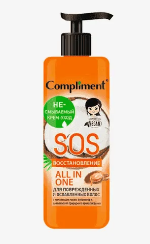 Compliment Крем-Уход несмываемый для повреждённых и ослабленных волос SOS-Восстановление, 400мл, арт