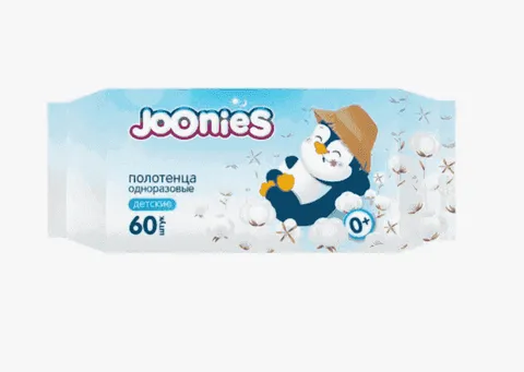 Joonies Полотенца одноразовые для детей 60шт/12