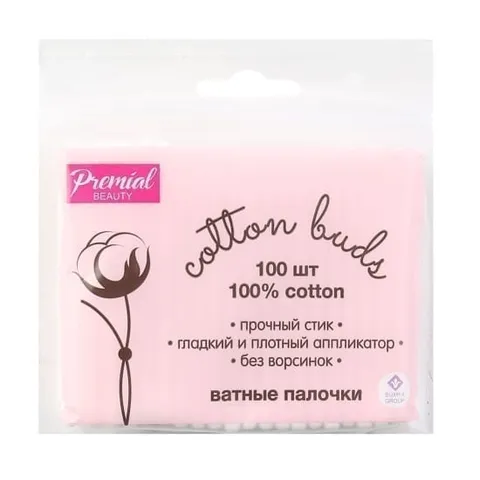 Ватные палочки Premial classic хлопковые 100шт/