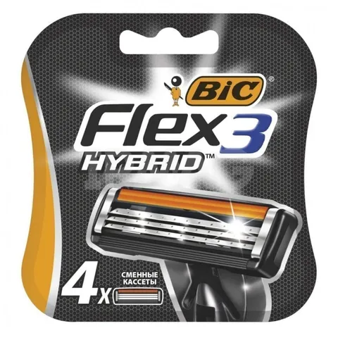 Кассеты для станка Bic metal  flex 3 hybrid 4шт/ НЗ