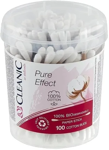 Ватные палочки Cleanic pure effect стаканe 100шт /60