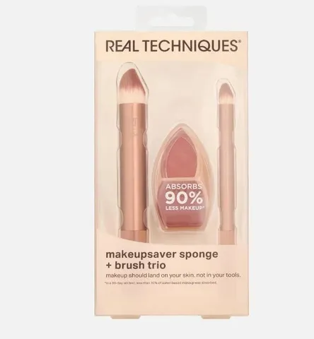 Набор кистей и спонж для макияжа Makeupsaver Sponge + Brush Trio, Real Techniques