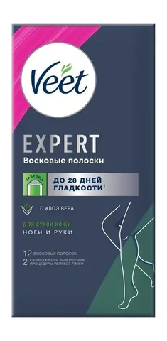 Veet Expert Восковые полоски для сухой кожи 12шт