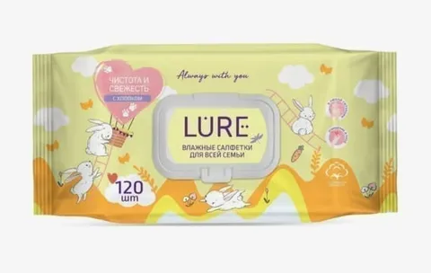 Влажные салфетки LURE  для всей семьи big-pack с крышкой 120шт