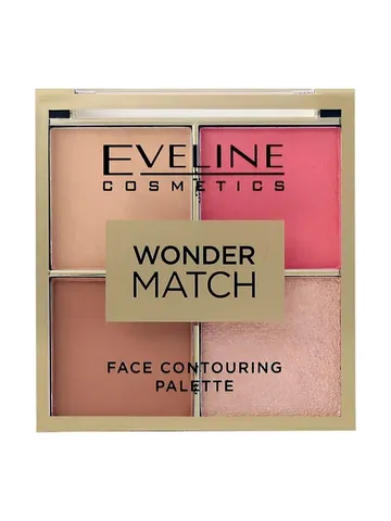 EVELINE WONDER MATCH Палетка для контуринга лица 02 (пудра со светоотражающим эффектом, румяна, брон