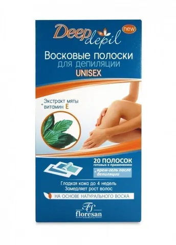 Восковые полоски для депиляции Флоресан deep depi unisex с мятой 20шт/